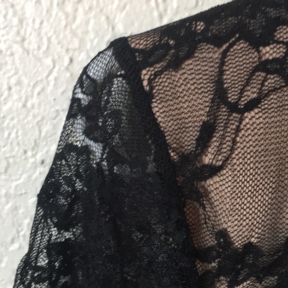 Stretchy Black Lace Dress with Illusion neckline - Picture 4 of 4